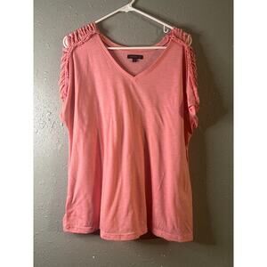 Lane Bryant women’s pink t shirt peekaboo shoulders vtg 18/20 lightweight